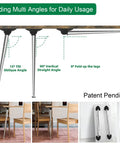 Sturdy As Heck 28 Inch Folding Table Legs Set Of 4 Chrome Metal Collapsible DIY Furniture Legs shown at different angles under a table.