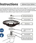 Diagram of 8 Inch Universal Weed Brush Cutter Trimmer Head for Straight Shaft with labeled parts and installation instructions.