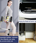 Ultra Lightweight 6.6 ft Aluminum Telescoping Ladder, Collapsible Extension Ladder For Home, easy fold and compact storage