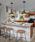 Modern kitchen with two pack bronze pendant lights for kitchen island industrial adjustable hanging barn light fixtures.