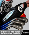 Black 7 Can Golf Bag Beer Cooler that discreetly stores up to 7 cans and keeps your round fresh on the course in a club slot.