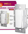 2-In-One Dimmer Light Switch With Built-In 24V 60W Dimmable LED Driver, Space-Saving White Finish, UL Listed, Compact 4.13 x 2.12 x 1.99 Inch, Easy Install For Tight Junction Boxes