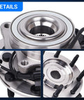 Heavy Duty 4x4 Front Wheel Bearing and Hub Assembly for Chevy Silverado Avalanche GMC Sierra 1500 2500 3500 1500HD 2500HD Yukon XL 2500 Hummer H2 8 Lug with ABS 2 Pack, close-up view showing metal structure and ABS wiring