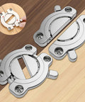 Heavy Duty Zinc Alloy Table Leaf Locks Rotating Latch Hardware Lock on wood surface showing size and design for quick setup.