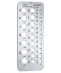 Stainless Steel Drill Gauge 29-Hole For Inches Fractions Decimals, Measures 1/16 To 1/2 Inch Drill Bits And 17/64 To 1/2 Inch Bolt Wire
