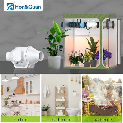 3 Inch Duct Fan Inline Mixed Flow Ventilation System for Bathroom Kitchen Grow Tent and 3D Printer, High Efficiency Exhaust