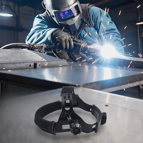 Adjustable Welding Helmet Headgear Replacement For Flexible Durable Welding Hoods ABS Material Easy Fit Long Lasting Comfort Secure Strap Ideal Accessory For Various Welding Helmets in use with welder.