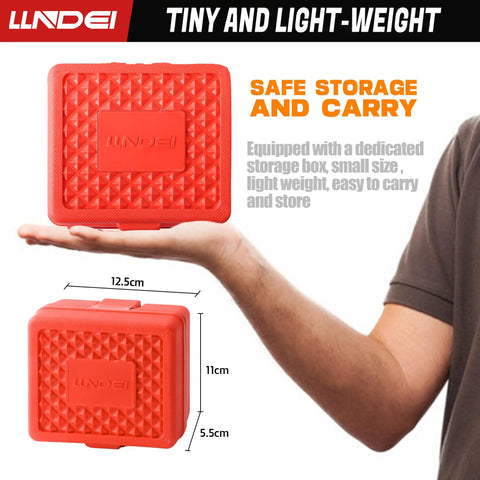 Person holding red storage box for Torx Bit And Female External Socket Set 24 Pieces Includes Torx Star Bits T8 Through T40 And Female E Torx Sockets E4 Through E24 One Quarter Inch, Three Eighths Inch And One Half Inch Drives Chrome Vanadium With Mini Storage Box.