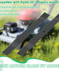 20 Inch Lawn Mower Replacement Blade For Ryobi 40V Brushless RY40180 RY40190 RY401110 Not For Cross Cut Models Ships Unsharpened So You Can Sharpen For Your Grass Type With Half Moon And Round Center Holes Replaces AC04020