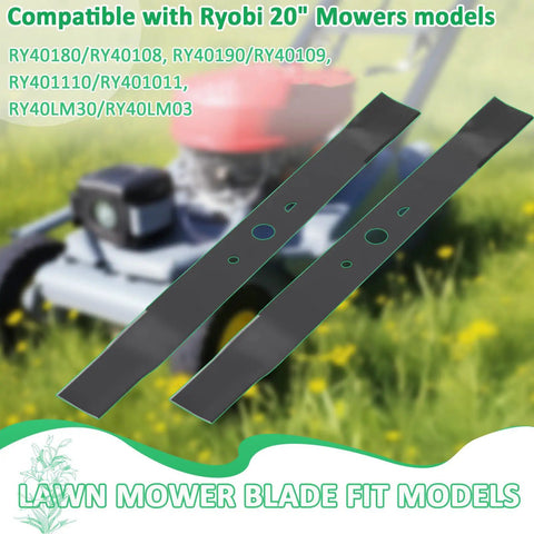 20 Inch Lawn Mower Replacement Blade For Ryobi 40V Brushless RY40180 RY40190 RY401110 Not For Cross Cut Models Ships Unsharpened So You Can Sharpen For Your Grass Type With Half Moon And Round Center Holes Replaces AC04020