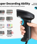 Plug And Play 1D Wired USB Barcode Scanner With CCD Reader for screen scanning showing decoding abilities