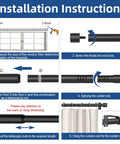 Installation instructions for Black Curtain Rod Set With Brackets For Windows 32 To 90 Inches Five Eighth Inch Diameter Telescoping Rod