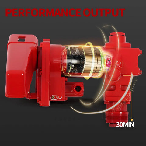 Close-up view of Ultra Durable 12 Volt 20 GPM Explosion Proof Fuel Transfer Pump engine components, showcasing its robust design.