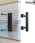10 Inch Sliding Barn Door Pull Handle Set With Flush Hardware, Matte Black, Heavy Duty Square Design, Easy Install