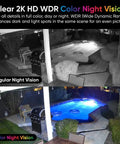 Regular and color night vision comparison using Dual Camera Pan And Tilt Security System For Indoor And Outdoor Use, 2K Ultra Clarity
