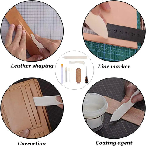 11 Piece Bookbinding Starter Kit For DIY Crafts With Large-Eye Needles, Waxed Thread, Bone Folder Creasers In Use