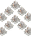 Ultimate Pro Grade Ten Piece Mechanical Keyboard Linear Actuators displaying ten grey switches with transparent housing.