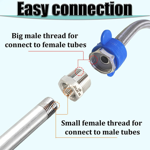 Beefy Three Quarter Inch MNPT To One Half Inch FNPT Stainless Steel Hex Bushing Reducer Adapter Pipe Fitting 304 Stainless Heavy Duty Reducing Coupler For Plumbing And Industrial Use on braided hose