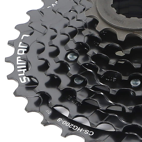 8 Speed Mountain Bike Cassette 12-32 Teeth Black With Hyperglide Compatibility Smooth Shifting Durable Alloy Construction Close-up