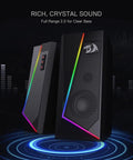 GS520 RGB Desktop Speakers 2.0 Channel PC Computer Stereo System with 6 LED Modes Crisp Clear Sound Bass Boost Easy Access Volume