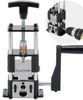 Drill Powered And Manual Two In One Wire Stripping Tool For 0.06 To 1 Inch Wires, shown with crank handle and drill attachment.