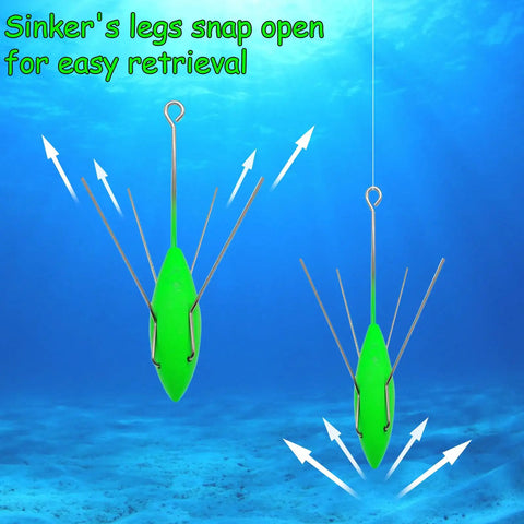 Three Piece Lead Sinker Set For Surf Fishing And Saltwater Casting, 2 Oz To 5 Oz Long Tail Spider Sinkers underwater view