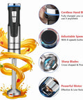 Cordless Immersion Hand Blender 3 In 1 With Whisk And Milk Frother No Cord Hassle 8 Speed Emulsion Mixer For Soups And Smoothies Rechargeable USB C Fast Charge Portable Handheld Blender For Easy Cooking with adjustable speed dial and stainless steel blades