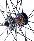 Close-up of a 27 5 Inch Mountain Bike Wheel Set With Aluminum Alloy Rim And Disc Brake Colorful Hub Quick Release.