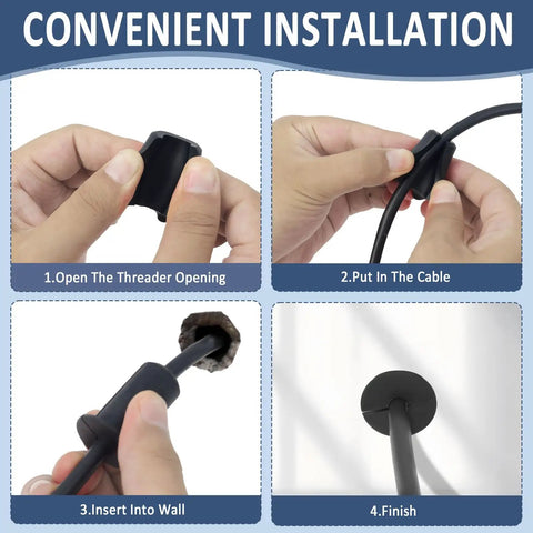Step-by-step install of Two Pack Three Quarters Inch Wall Grommet For Cables And Pass Through Silicone Wall Bushing For Starlink Ethernet Cable