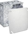Heavy Duty Welded Steel 4 Inch Square Electrical Junction Box With Blank Cover Kit, two and one-eighth inch deep, 30.3 cu in capacity