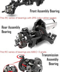 Diagram showing RC car assembly with MR115RS 5x11x4 Mm ABEC-3 2RS orange sealed ball bearings for smooth spin and durability.
