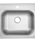 2000 Series 25 Inch 20 Gauge Drop In Stainless Steel Kitchen Sink With Quick Mount Single Bowl 1 Hole Noise Reducing Sound Shield