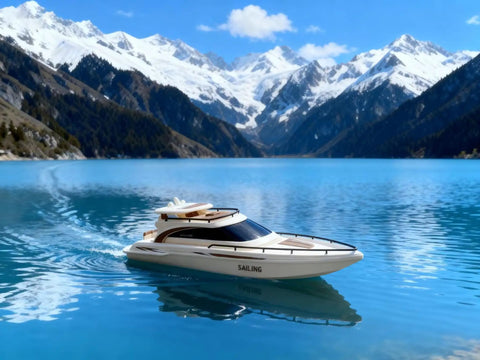 Remote Control Boat 4CH Electric RC Watercraft Yacht Style Sail Cruiser For Lake And Pool 15 Kilometers Per Hour Top Speed