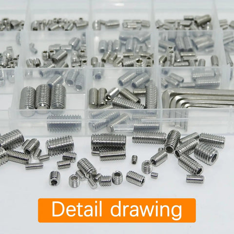 Set Screw Assortment Kit 300 Pcs 24 Sizes Metric And SAE Allen Screws For Bathroom Fixtures Door Knobs Faucets Plumbing 304 Stainless Steel With 6 Hex Wrenches And Handy Storage Case