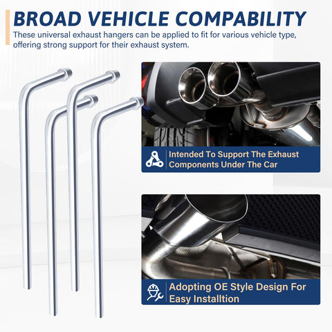 Stainless Steel Exhaust Hanger Rod Weld-On 9.5 Inch Long 90 Degree Bent Universal Fit 2 Pack for broad vehicle compatibility