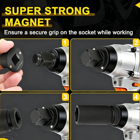 Upgrade Your Garage Game With This Killer 4-Piece Low Profile Impact Socket Adapter Set. Converts sockets with strong magnet.