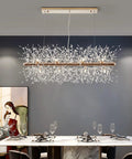 12-Light Crystal Firework Chandelier With Gold Metal Finish, Modern Dining Room Lighting Fixture above table