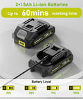 Two 1.5Ah Li-ion batteries for 22 Inch Cordless Hedge Trimmer With Two Batteries And Charger 20V Lightweight Handheld Electric Hedge Cutter