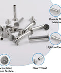 Top Shelf Stainless Steel Chicago Binding Screws 30 Piece Set 5Mm X 25Mm Phillips Head showing durable, thick material, with clear threads and shiny anti-rust surface.