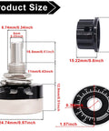 Two Pack 20K Potentiometers RV24YN20S Rotary Single Turn Carbon Film Taper Potentiometer For Inverter Speed Control And Motor Regulation Includes A03 Knobs And Dials B203 20K Ohm with size dimensions