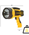 Rechargeable 2200 Lumen Lithium Ion Ultra Bright LED Spotlight Flashlight with USB Power Charger, hand-held view