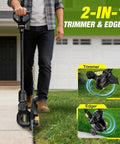 Person using Cordless String Trimmer For Dewalt 20V Max Battery 12 Inch Electric Weed Wacker With Auto Line Feed No Gas Needed