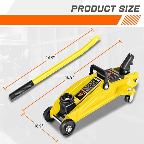 Low Profile Hydraulic Trolley Floor Jack Kit With 2 Ton Capacity, Comes With 2 Ratchet Jack Stands, Safety Overload