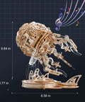 LED Jellyfish 3D Wooden Puzzle Kit For Adults With 355 Pieces That Swims When LED Lights Up Realistic Display Build DIY Wood Craft Toy Gift For Him And Her Cool Creative Hobby And Unique Educational Toy, 9.84 x 6.77 x 8.58 in