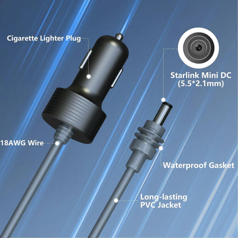 Ready To Roll Smooth Plug And Play 3 Meter Vehicle Power Cable Built For Mini Satellite Internet Units 12 Volt Cigarette Lighter Adapter Harness.