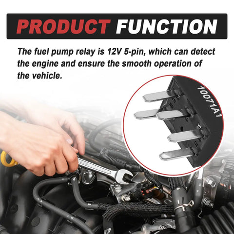 Beefy 12V Five Pin Car Fuel Pump Relay Kit installation in car engine bay showing plug-and-play functionality