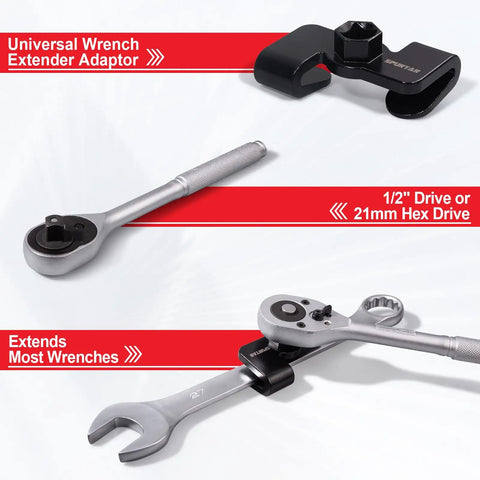 Wrench Extender Tool For One Half Inch Drive And Twenty One Millimeter Hex Drive Heat Treated Adjustable Adapter