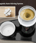 Road Warrior 420ml Portable Water Heater And 12V 24V Travel Kettle showing magnetic auto-stirring system with boiling liquid.