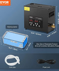 6L Ultrasonic Cleaner With 40kHz Power 180W Digital Cleaning Gear with basket, drain pipe, and power cord on blue background