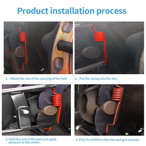 Installation process of Heavy Duty Truck Brake Spring Tool For Easy Install And Removal LT895 with ergonomic handle and precise grooving.